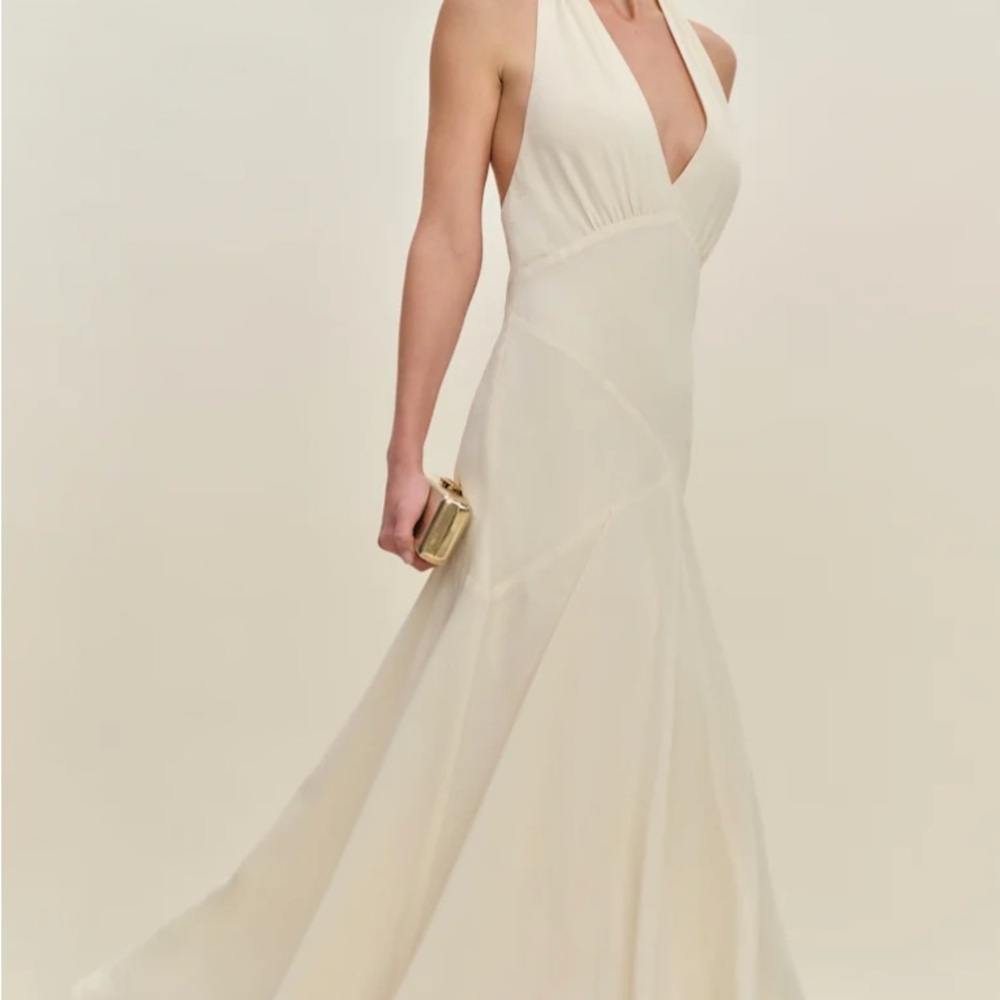 Reformation Cream Backless Dress